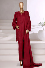 Vybe By Sada Bahar Sititched Co-Ords With Dhanak Shawl Collection'2025-MED-252-Maroon