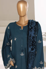 Sada Bahar Stitched 3 Piece Luxury Khaddar Karandi With Palachi Shawl Collection'2025-MEK-252-Teal