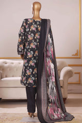 Bin Saeed Stitched 3 Piece Exclusive Printed Khaddar Vol-09 Collection'2025-WK-2522-Black