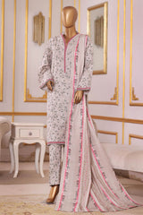 Bin Saeed Stitched 3 Piece Exclusive Printed Khaddar Vol-09 Collection'2025-WK-2524-Off White