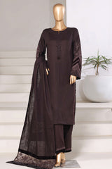 Sada Bahar Sitched 3 Piece Premium Cross Texture With Velvet Collection'2025-PWV-252-Brown