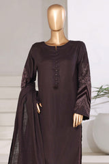 Sada Bahar Sitched 3 Piece Premium Cross Texture With Velvet Collection'2025-PWV-252-Brown