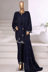 Vybe By Sada Bahar Sititched Co-Ords With Dhanak Shawl Collection'2025-MED-253-Blue