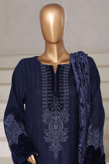 Sada Bahar Stitched 3 Piece Luxury Dhanak With Palachi Shawl Collection'2025-MEP-253-Blue