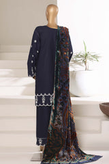 Sada Bahar Stitched 3 Piece Luxury Khaddar Karandi With Palachi Shawl Collection'2025-MEK-254-Blue