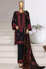 Sada Bahar Stitched 3 Piece Luxury Dhanak With Palachi Shawl Collection'2025-MEP-254-Black