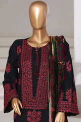 Sada Bahar Stitched 3 Piece Luxury Dhanak With Palachi Shawl Collection'2025-MEP-254-Black
