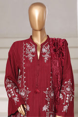 Sada Bahar Stitched 3 Piece Luxury Dhanak With Palachi Shawl Collection'2025-MEP-255-Maroon