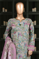 Hz Stitched 3 Piece Digital Printed Khaddar Vol-03 Collection'2025-KPT-2569-Green