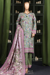 Hz Stitched 3 Piece Digital Printed Khaddar Vol-03 Collection'2025-KPT-2569-Green