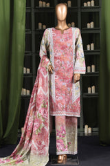Hz Stitched 3 Piece Digital Printed Khaddar Vol-03 Collection'2025-KPT-2571-Peach