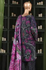 Hz Stitched 3 Piece Digital Printed Khaddar Vol-03 Collection'2025-KPT-2574-Black