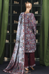 Hz Stitched 3 Piece Digital Printed Khaddar Vol-03 Collection'2025-KPT-2576-Maroon