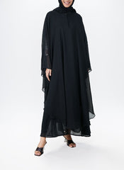 Hijab Ul Hareem Black Chiffon Front Close Jilbab-C