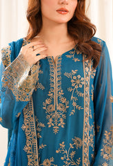 Zouj Unstitched 3 Piece Luxe Chiffon Edit Collection'2025-Azure Elegance