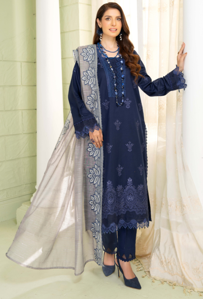 Baad e Baharaan By Humdum Unstitched 3 Piece Emb Lawn Collection'2024-D-03