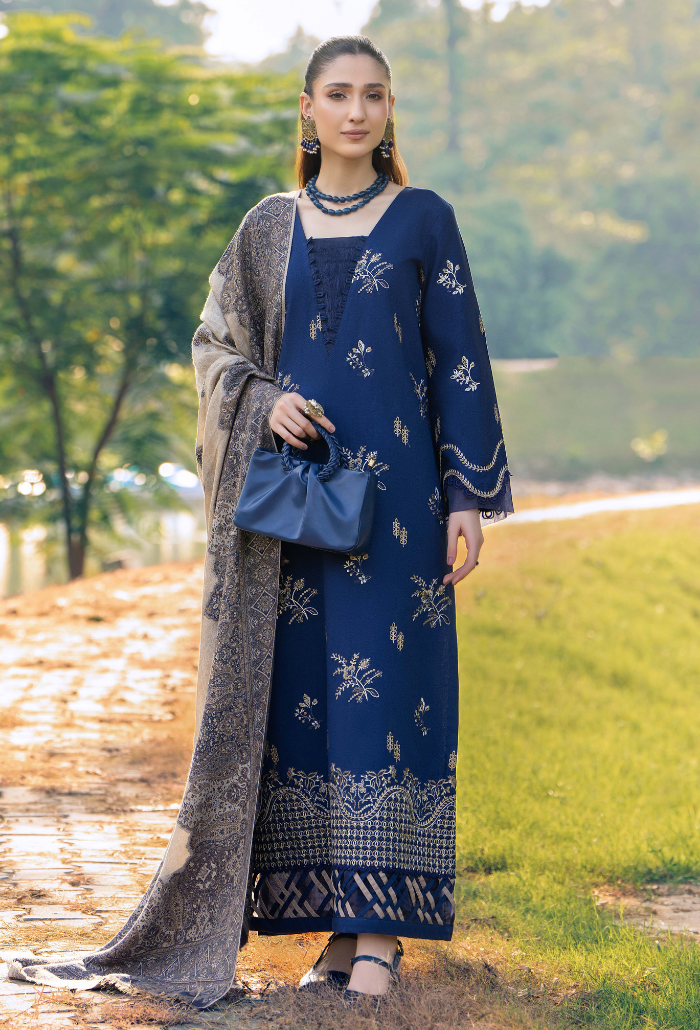 Onora By Humdum Unstitched 3 Piece Emb Khaddar Winter Collection'2024