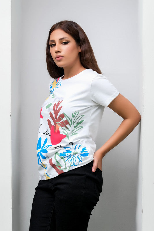 Sprinkles Stitched 1 Piece Summer Shirts Women Collection'2025-Life in Color White Tee for Girls