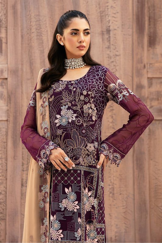 Ramsha Unstitched 3 Piece Luxury Emb Chiffon Vol-26 Collection'2024-F-2608