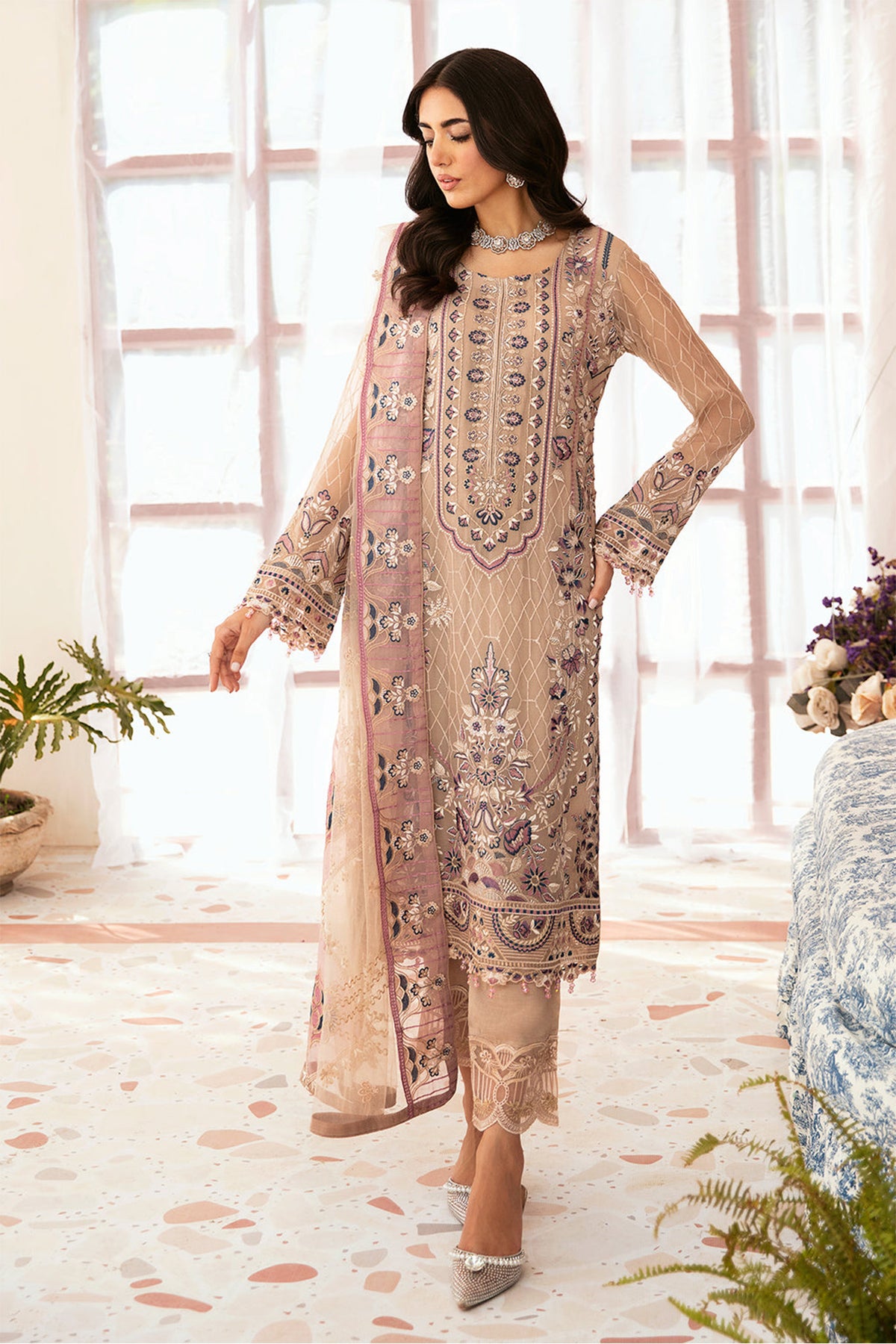 Ramsha Unstitched 3 Piece Luxury Emb Chiffon Vol-26 Collection'2024-F-2611