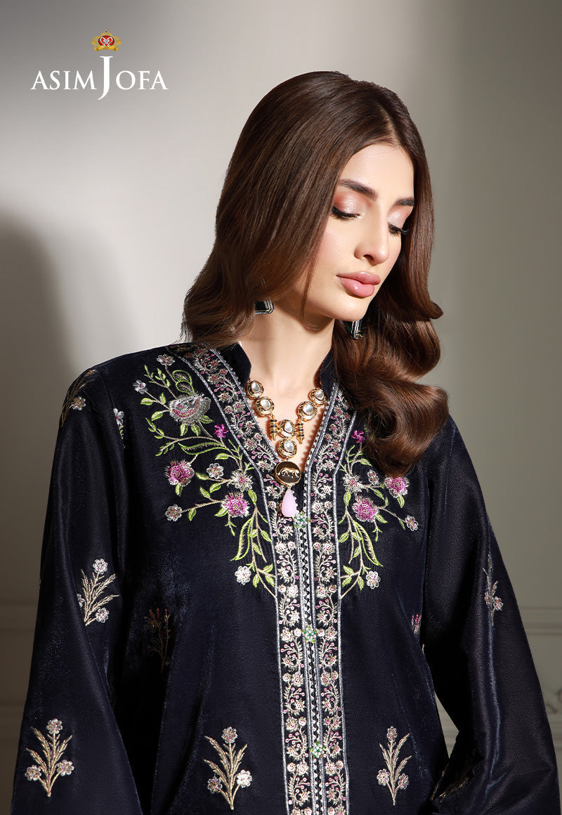 Asim Jofa Velvet Pret 24 Ajvg-11 Embroidered Velvet Stitched 2Pc