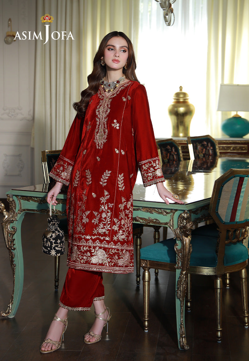 Asim Jofa Velvet Pret 24  Ajvg-08 Embroidered Velvet Stitched 2Pc