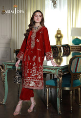 Asim Jofa Velvet Pret 24  Ajvg-08 Embroidered Velvet Stitched 2Pc