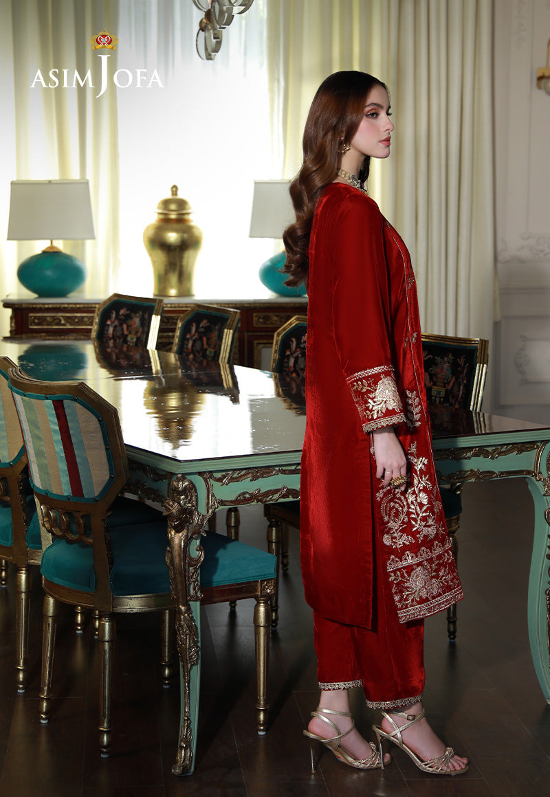 Asim Jofa Velvet Pret 24  Ajvg-08 Embroidered Velvet Stitched 2Pc