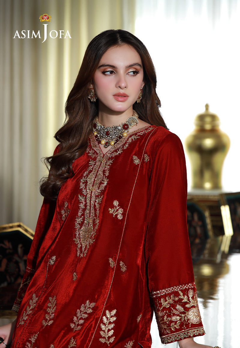 Asim Jofa Velvet Pret 24  Ajvg-08 Embroidered Velvet Stitched 2Pc
