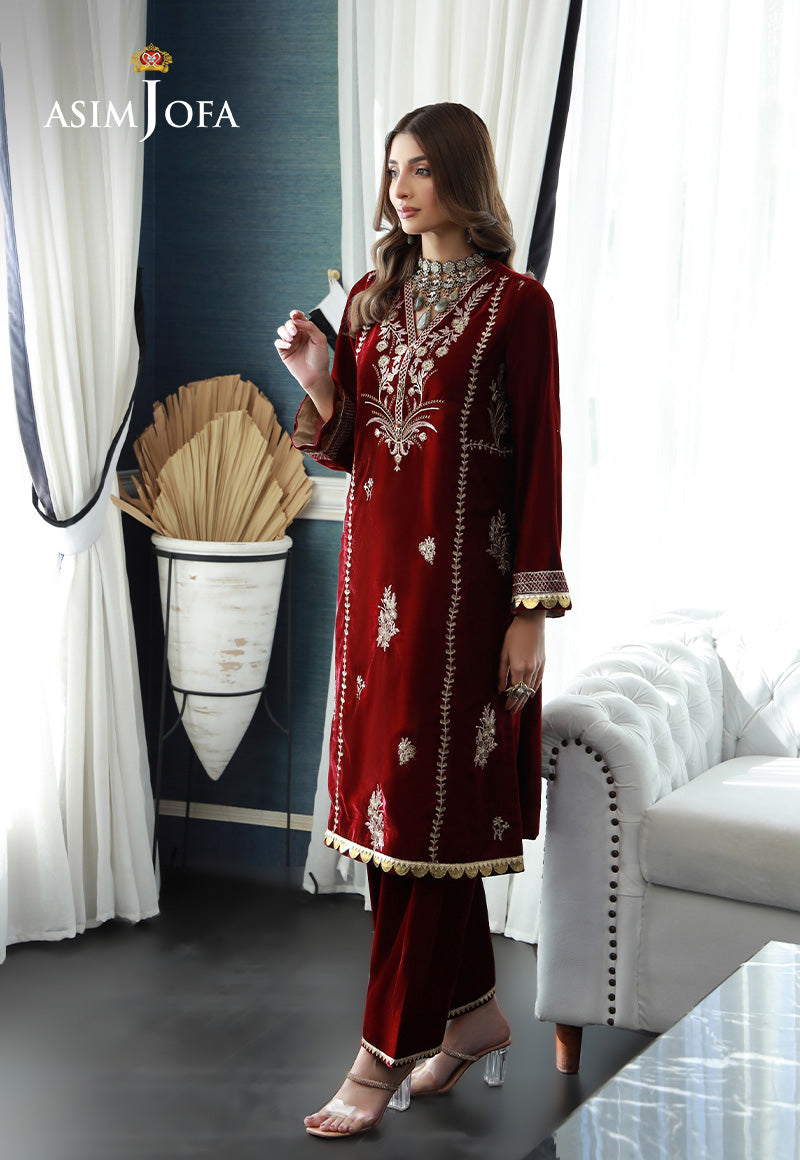 Asim Jofa Velvet Pret 24  Ajvg-02 Embroidered Velvet Stitched 2Pc