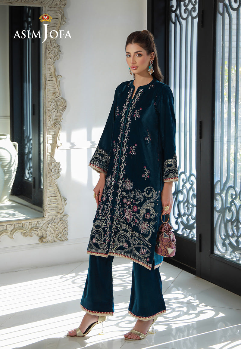 Asim Jofa Velvet Pret 24 Ajvg-09 Embroidered Velvet Stitched 2Pc