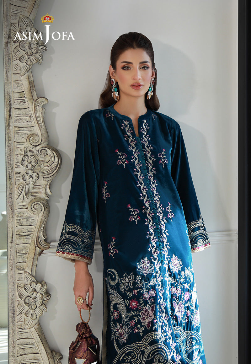 Asim Jofa Velvet Pret 24 Ajvg-09 Embroidered Velvet Stitched 2Pc