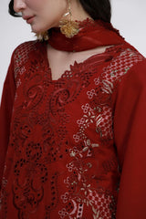 Gulmina Unstitched 3 Piece Luxury Lawn Vol-01 Suit-Scarlet