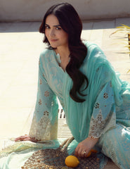 Gulmina Unstitched 3 Piece Luxury Lawn Vol-01 Suit-Azure