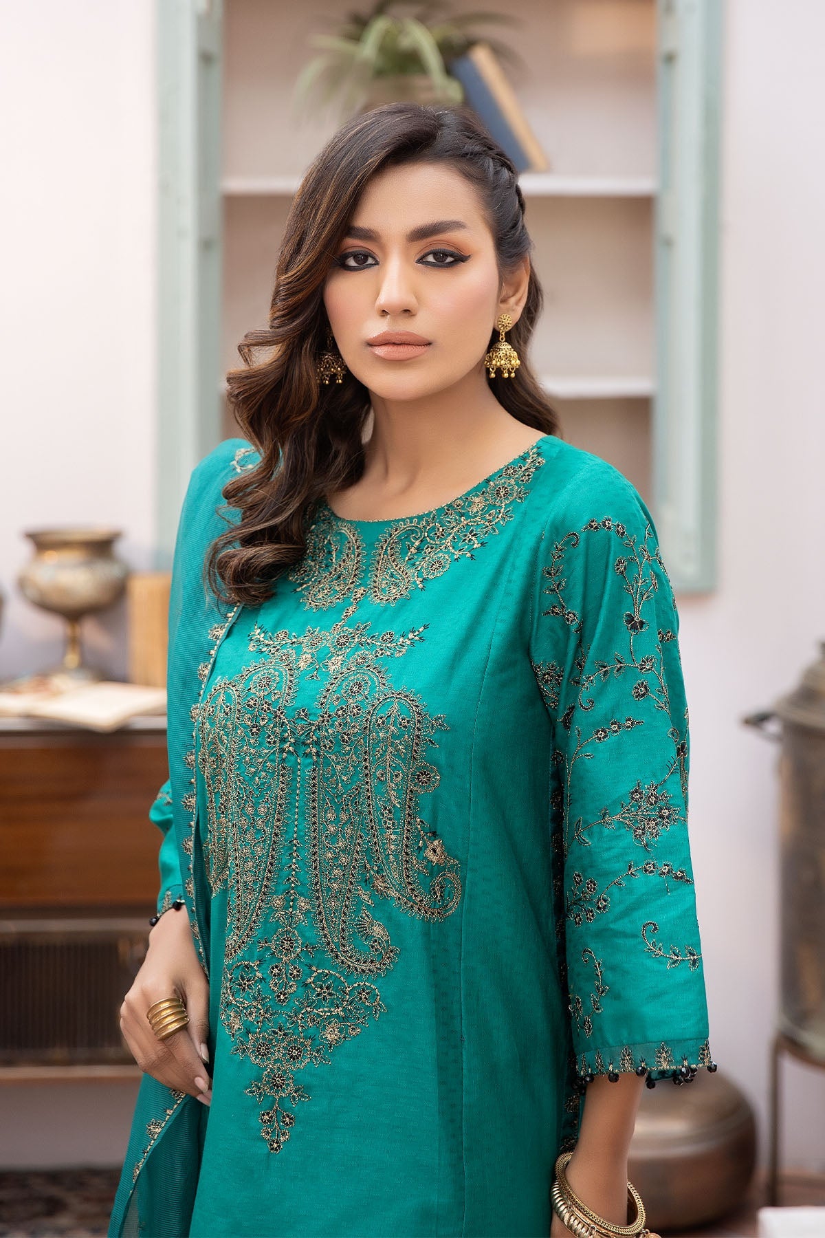 La Rosaa Stitched 3 Piece Summer Lawn Collection-LE-24-15 Vegan Green - 3Pc