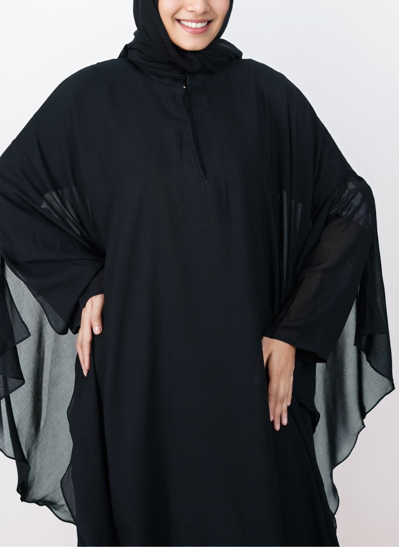 Hijab Ul Hareem Black Chiffon Front Close Jilbab-C