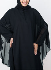 Hijab Ul Hareem Black Chiffon Front Close Jilbab-C