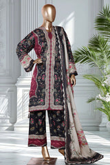Bin Saeed Stitched 3 Piece Exclusive Printed Lawn Vol-02 Suit-LSM-2734 BLACK