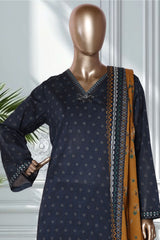 Bin Saeed Stitched 3 Piece Exclusive Printed Lawn Vol-02 Suit-LSM-2740 BLUE