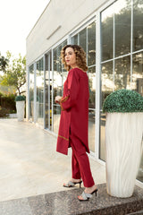 Panache Apparel Stitched Shirt Collection-Maroon Sleek