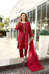 Panache Apparel Stitched Shirt Collection-Maroon Sleek