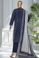 Bin Saeed Stitched 3 Piece Exclusive Printed Lawn Vol-02 Suit-LSM-2746 BLUE