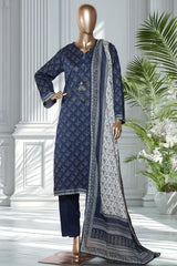 Bin Saeed Stitched 3 Piece Exclusive Printed Lawn Vol-02 Suit-LSM-2746 BLUE