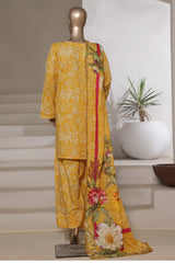 Sada Bahar Stitched 3 Piece Printed Cotton With Farshi Shalwar Vol-02 Collection'2025-FS-274-Yellow
