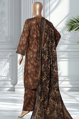 Bin Saeed Stitched 3 Piece Exclusive Printed Lawn Vol-02 Suit-LSM-2767-BROWN