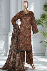 Bin Saeed Stitched 3 Piece Exclusive Printed Lawn Vol-02 Suit-LSM-2767-BROWN