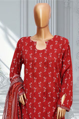 Bin Saeed Stitched 3 Piece Exclusive Printed Lawn Vol-02 Suit-LSM-2769-MAROON