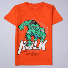 Kjunction Boys Half Sleeves-Printed T-Shirt (Hulk)