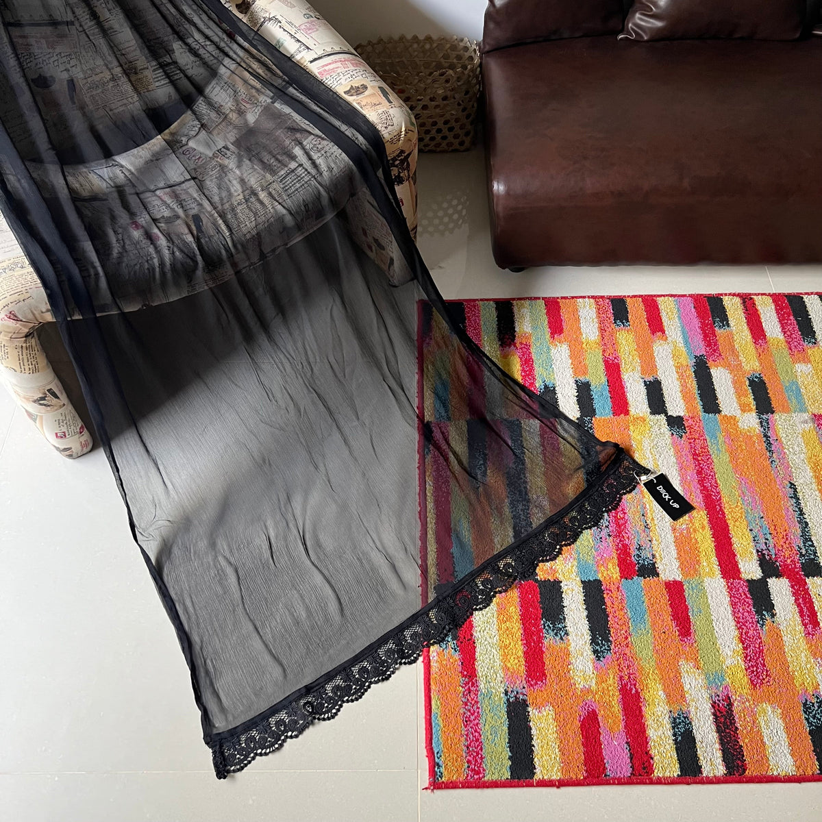 Deck Up Chiffon Dupatta - Black - D#8