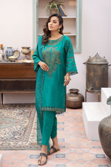 La Rosaa Stitched 3 Piece Summer Lawn Collection-LE-24-15 Vegan Green - 3Pc